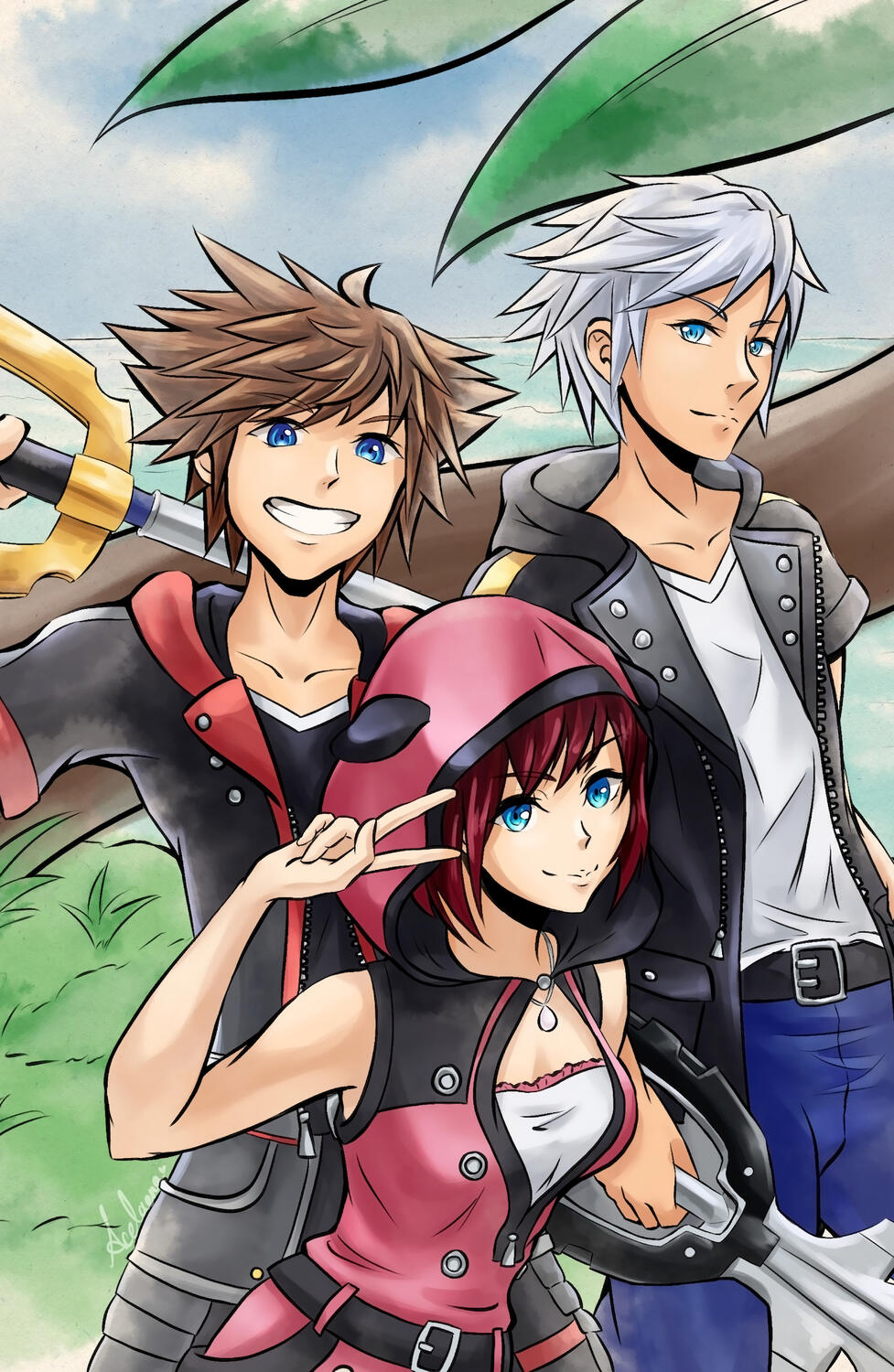 Sora, Riku, and Kairi by Ace