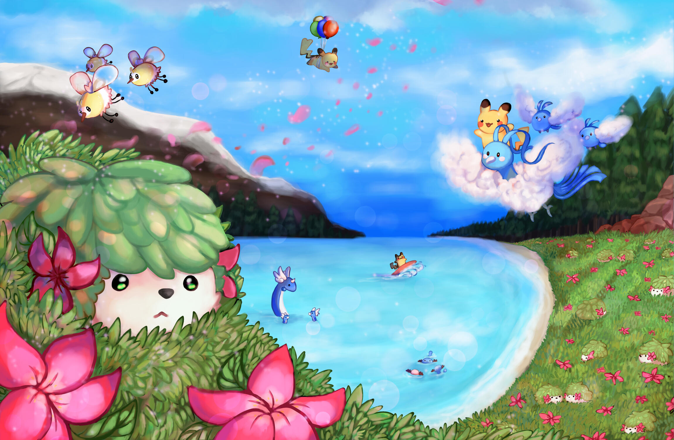 Shaymin in the Fields by Bean